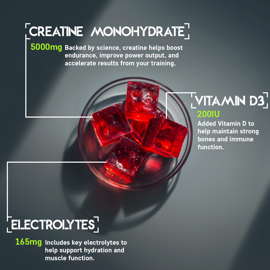 Creatine+ Gummies 5000mg with Electrolytes & Vitamin D3 - Creatine Monohydrate (1 Month)