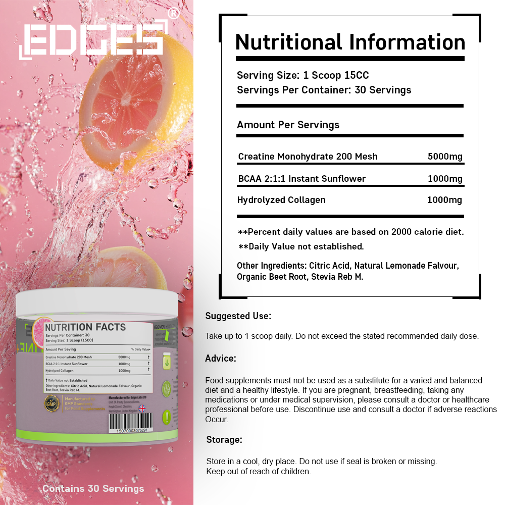 Creatine+ 7000mg Monohydrate Powder - Pink Lemonade Flavour