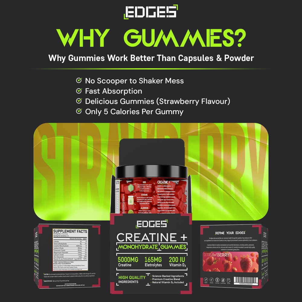 Creatine+ Gummies 5000mg with Electrolytes & Vitamin D3 - Creatine Monohydrate (1 Month)