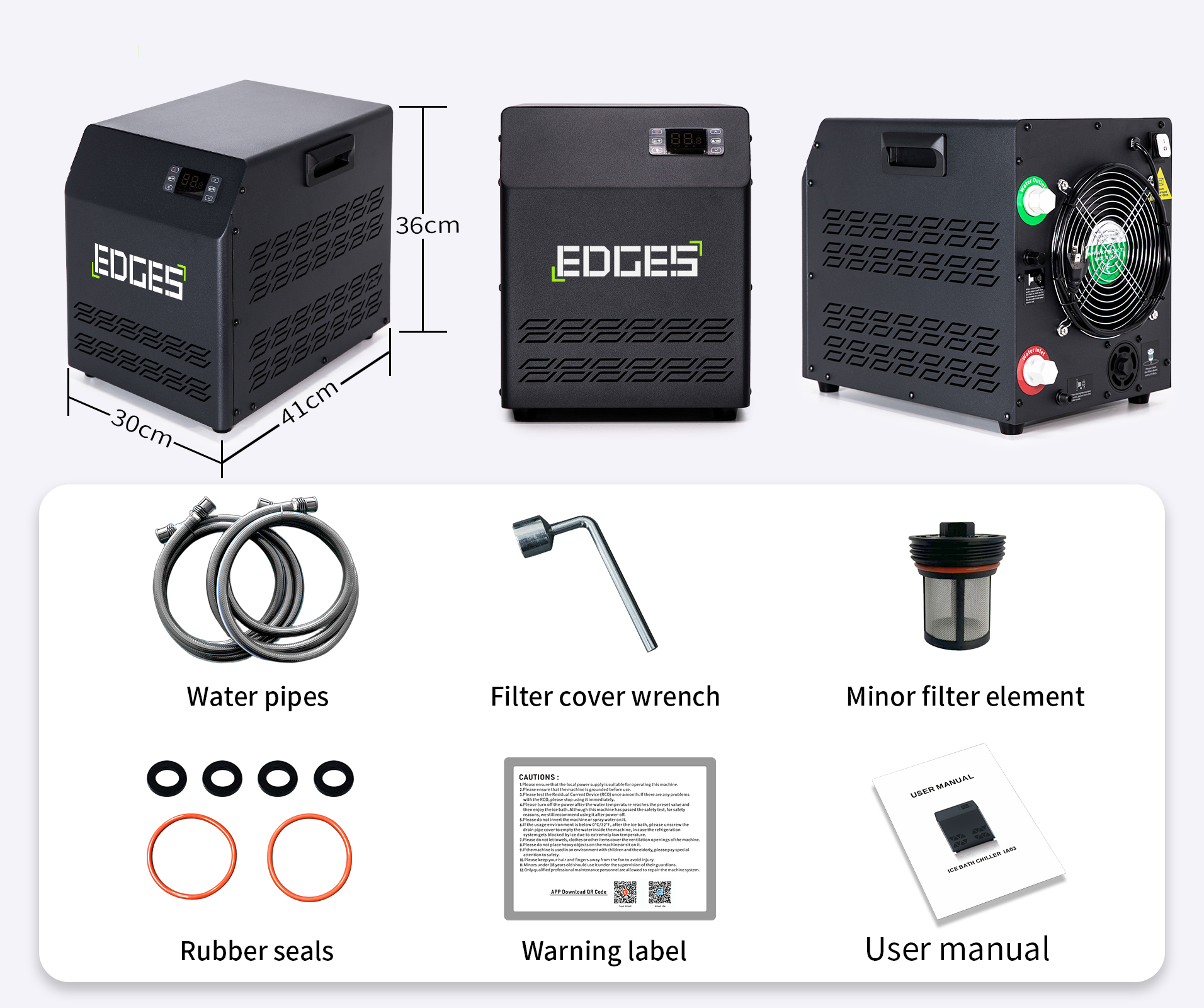 Edges Ice Bath with Chiller - Built-In Filter, WiFi App Control, Recovery Pod