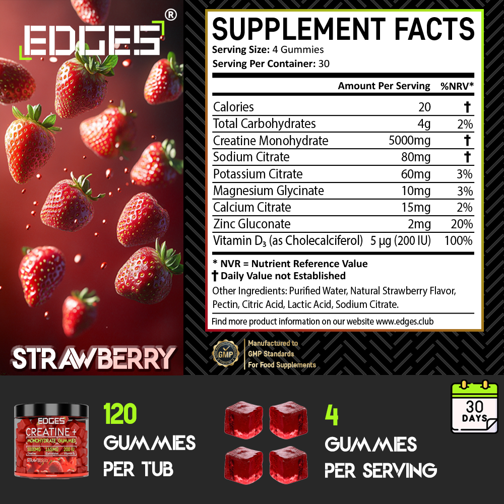Creatine+ Gummies 5000mg with Electrolytes & Vitamin D3 -  Creatine Monohydrate (1 Month)