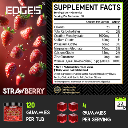 Creatine+ Gummies 5000mg with Electrolytes & Vitamin D3 -  Creatine Monohydrate (1 Month)