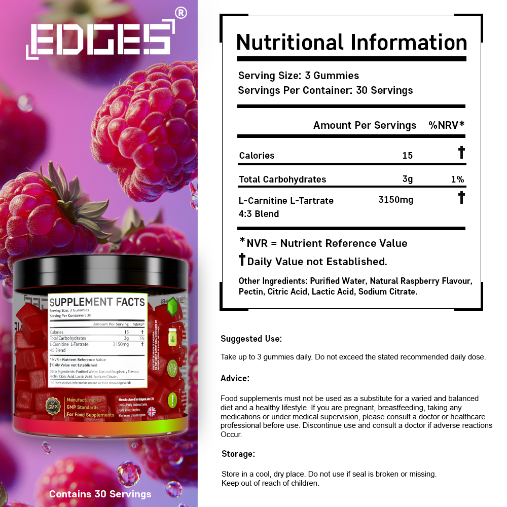 L-Carnitine L-Tartrate 3150mg Gummies –  Energy, Metabolism & Fatigue Support