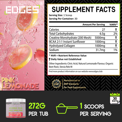 Creatine+ 7000mg Monohydrate Powder - Pink Lemonade Flavour