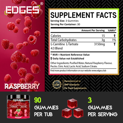 L-Carnitine L-Tartrate 3150mg Gummies – 90 Raspberry Gummies