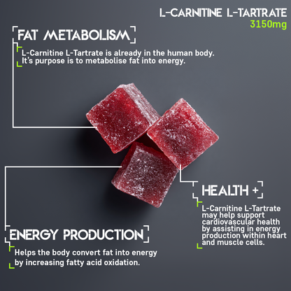L-Carnitine L-Tartrate 3150mg Gummies – 90 Raspberry Gummies