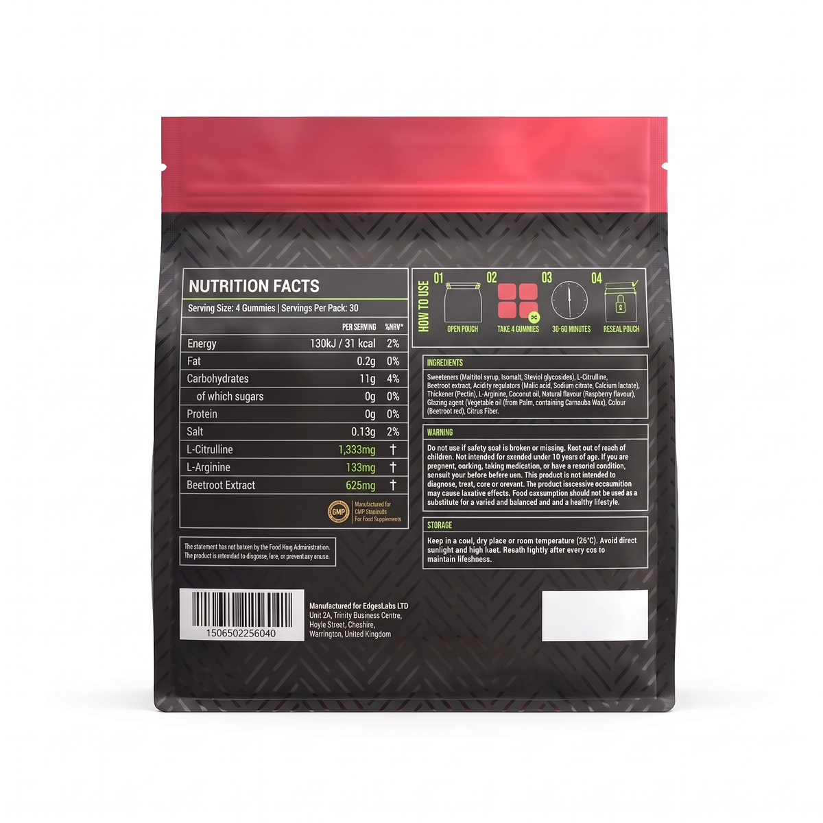 Nitric Oxide Gummies 2091mg - L-Citrulline & L-Arginine - Raspberry
