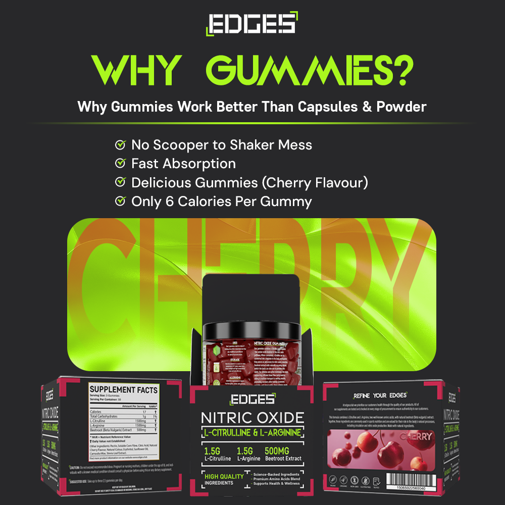 Nitric Oxide Gummies 3500mg - L-Citrulline & L-Arginine - Cherry Flavoured (1 Month)