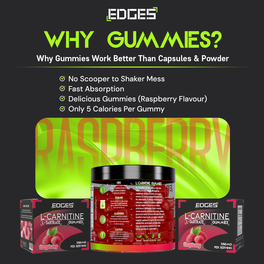 L-Carnitine L-Tartrate 3150mg Gummies – 90 Raspberry Gummies