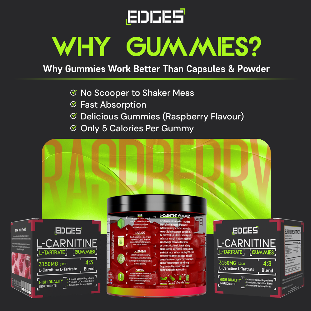 L-Carnitine L-Tartrate 3150mg Gummies – 90 Raspberry Gummies