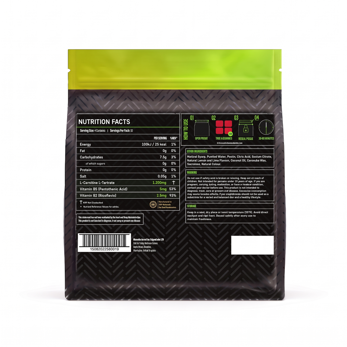 L-Carnitine L-Tartrate 1200mg Gummies – Lemon Lime